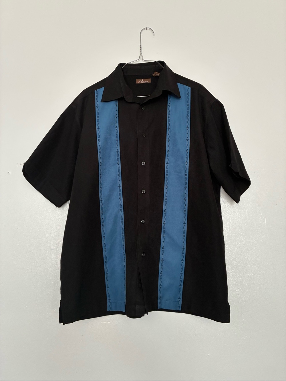 Cafe Luna black & blue striped button up shirt
